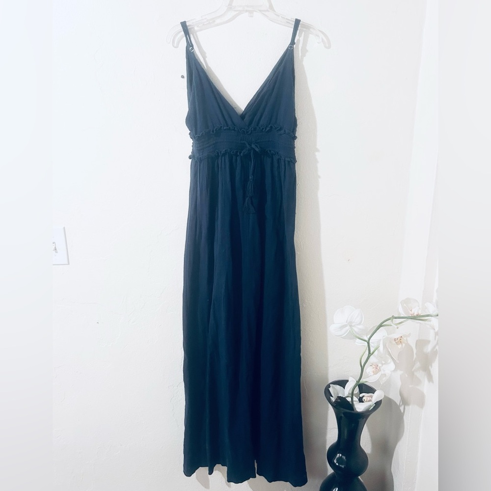 Roxy Navy Blue Tiered Maxi Dress Ruffle Detail Hem Medium